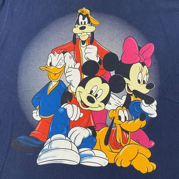 VINTAGE Disney Mickey Minnie Pluto Donald Goofy Rap T-Shirt Adult Large 90s VTG - Picture 3 of 10